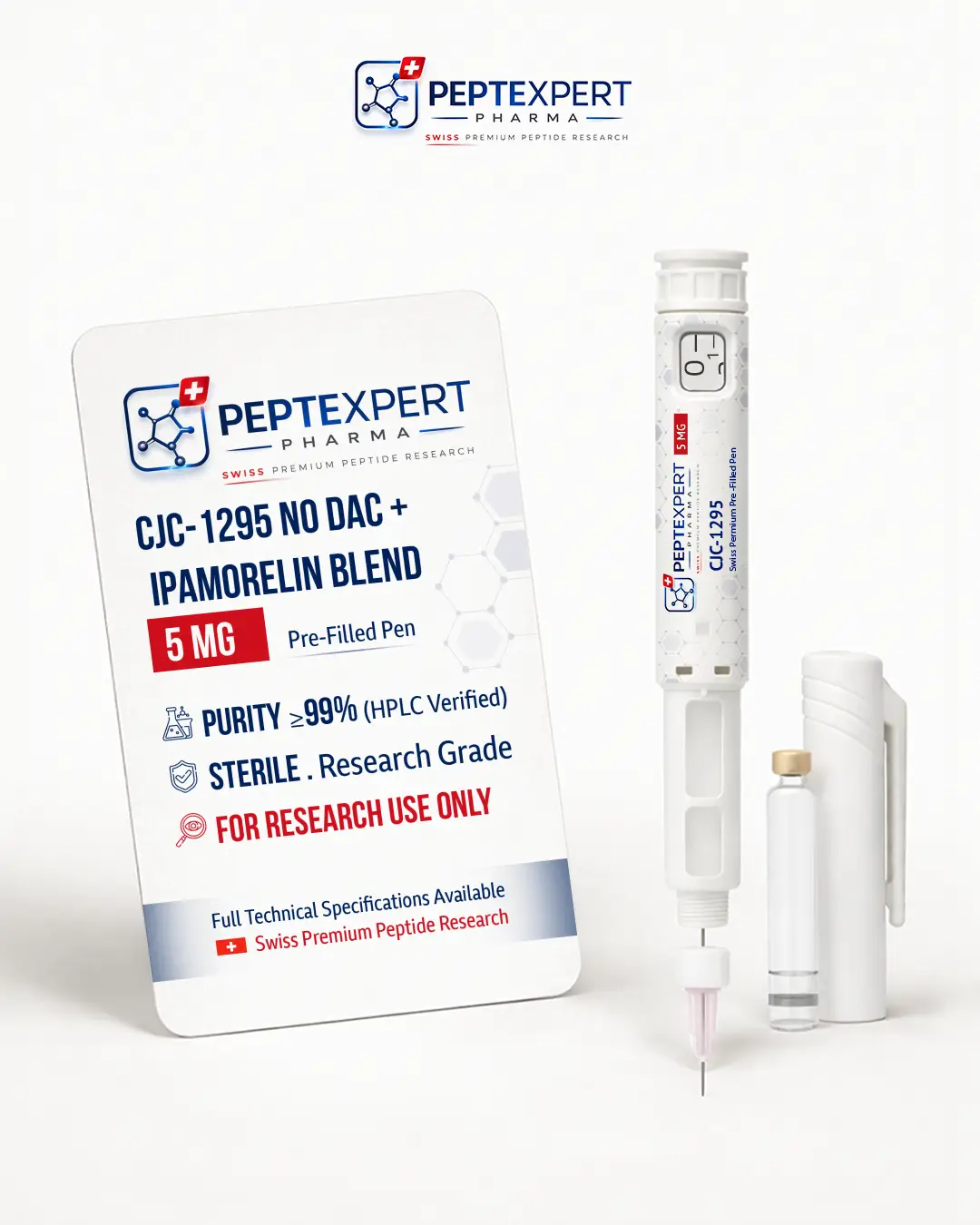 CJC-1295 NO DAC + IPAMORELIN BLEND 5MG | The Ultimate Growth Synergy & Swiss Precision